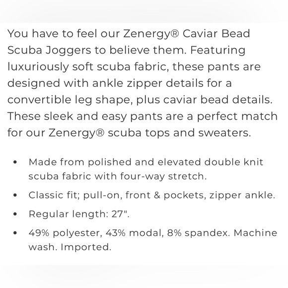 Chico’s Zenergy® Caviar Bead Scuba Joggers - Picture 14 of 16
